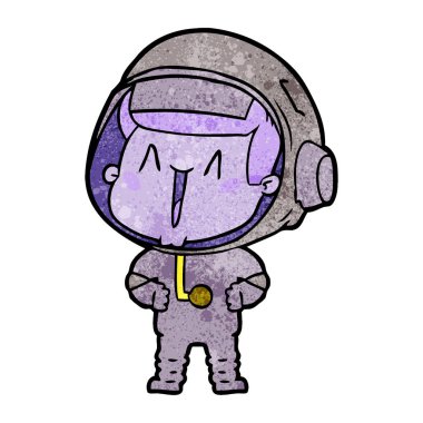 mutlu karikatür astronot vektör çizim