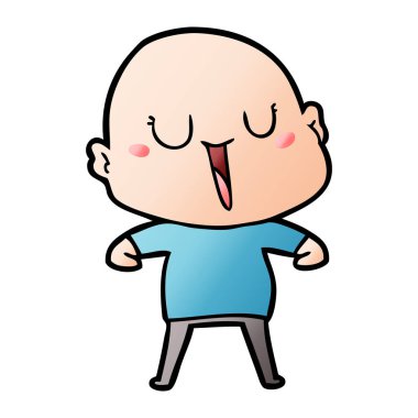 mutlu karikatür kel adam