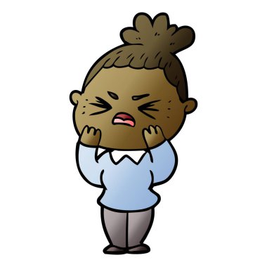 vektör çizim karikatür kızgın kadın