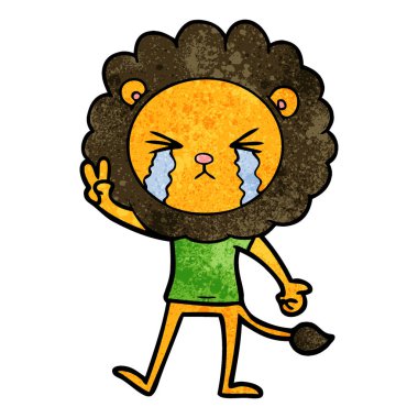 barış işareti veren aslan ağlıyor çizgi film