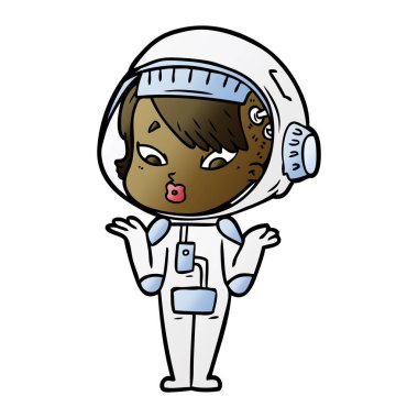 vektör çizim karikatür astronot kadın