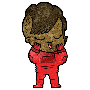 mutlu çizgi film kız vektör çizim