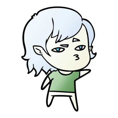 Çizgi filmdeki vampir kızın vektör çizimi