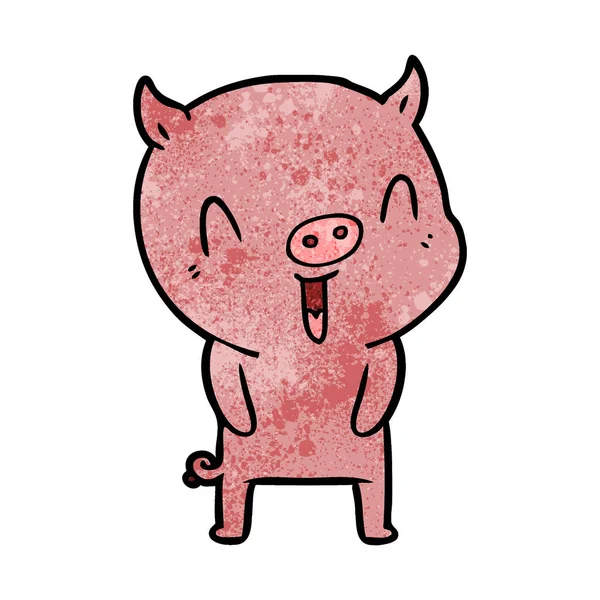 Vector Ilustración Feliz Cerdo Dibujos Animados — Archivo Imágenes Vectoriales