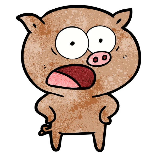 Vector Illustration Cartoon Pig Shouting — Stock Vector