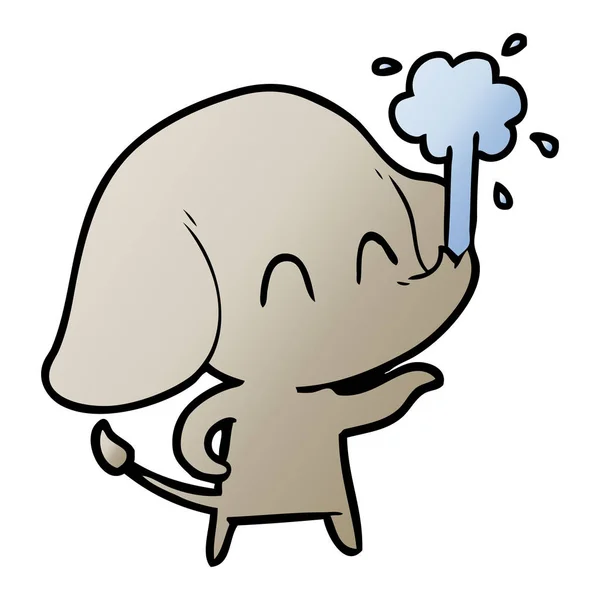 Cute Cartoon Elephant Spouting Water — Stock Vector