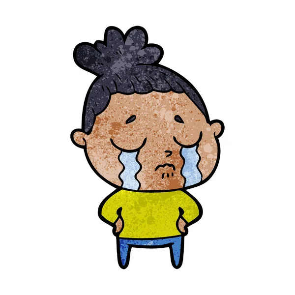 ベクトル漫画泣いている女性のイラスト — ストックベクタ