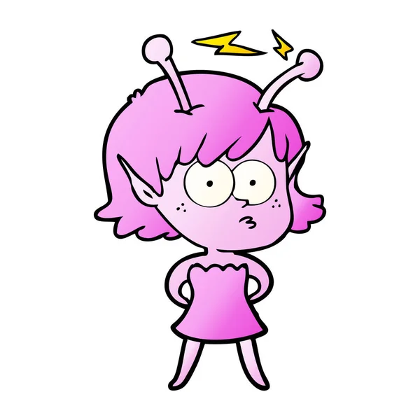 Vector Illustration Cartoon Alien Girl — Stock Vector