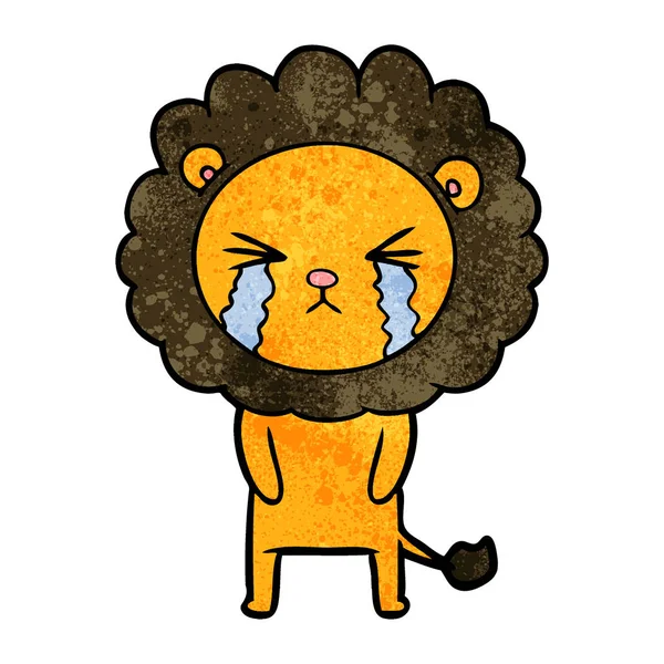 Vector Illustration Cartoon Crying Lion — Stock Vector