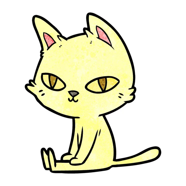 Vector Illustration Cartoon Cat Sitting — Stock Vector