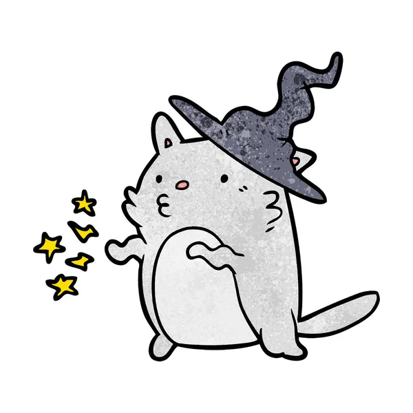 魔法の素晴らしい漫画猫ウィザード — ストックベクタ