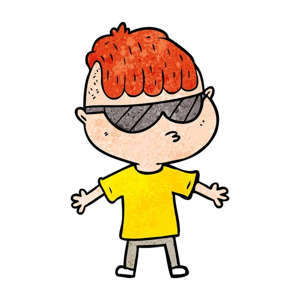Cartoon Junge Mit Sonnenbrille — Stockvektor