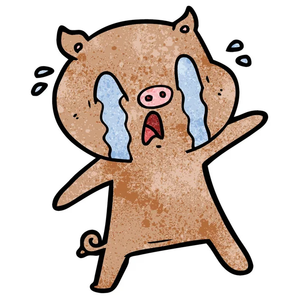 Vector Illustration Crying Pig Cartoon — Stock Vector