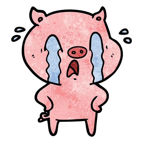 Illustration Vectorielle Dessin Animé Porc Pleurs — Image vectorielle
