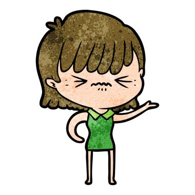 rahatsız çizgi film kız vektör çizim