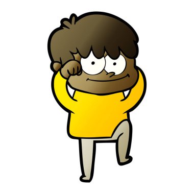 mutlu çizgi film adam vektör çizim