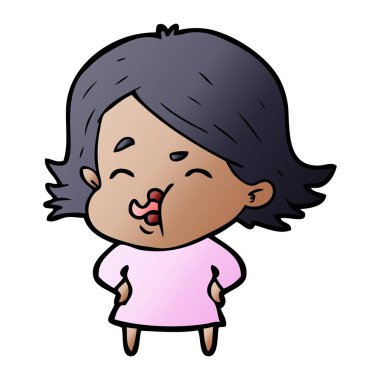 çizgi film kız yüz çekerek