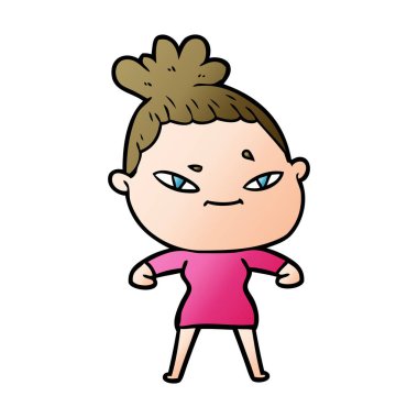 Çizgi filmdeki kadının vektör çizimi