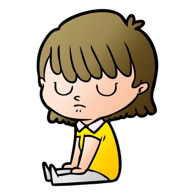 Çizgi filmdeki kadının vektör çizimi