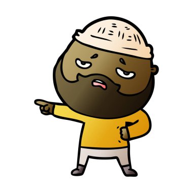 Sakallı endişeli adam çizgi film