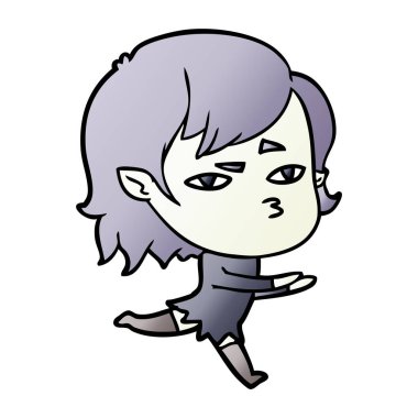 Çizgi filmdeki vampir kızın vektör çizimi