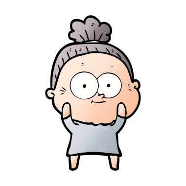 karikatür mutlu yaşlı kadın