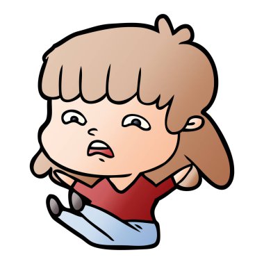 Çizgi filmdeki kadının vektör çizimi