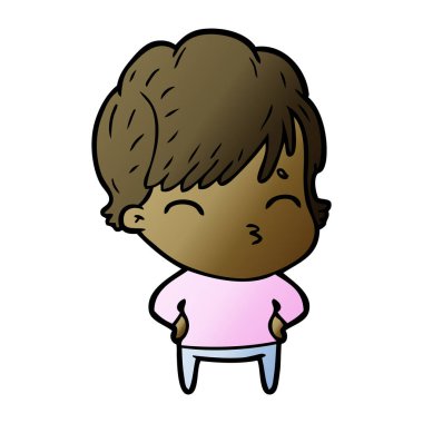 vektör çizim karikatür kadın düşünme