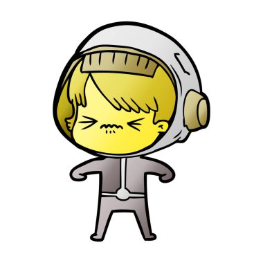 vektör çizim karikatür astronot kadın