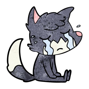 Tilki çizgi film ağlama vektör çizim