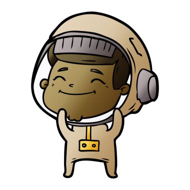 mutlu karikatür astronot vektör çizim