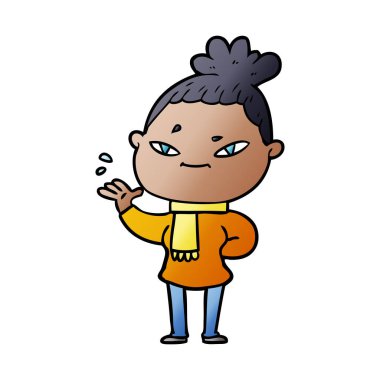 Çizgi filmdeki kadının vektör çizimi