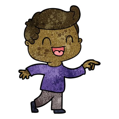 Çizgi film mutlu adam işaret ediyor.