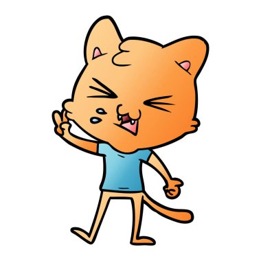 vektör çizim karikatür kedi tıslama