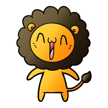 mutlu karikatür aslan vektör çizim