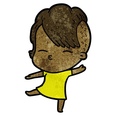 çizgi film kız gözlerini kısarak vektör çizim