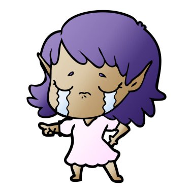 ağlayan karikatür elf kızı