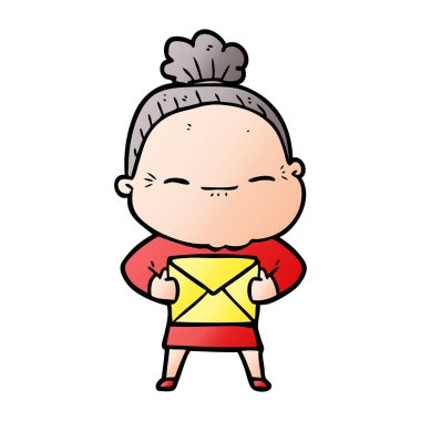 çizgi film huzurlu yaşlı kadın