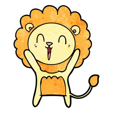 Aslan karikatür gülen vektör çizim