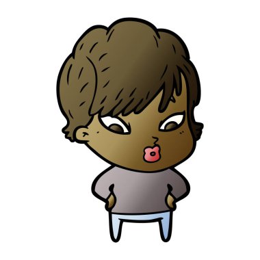 Çizgi filmdeki kadının vektör çizimi