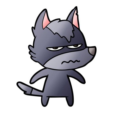 vektör çizim karikatür rahatsız kurt