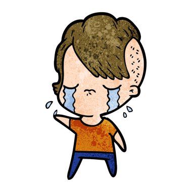 Ağlayan kızın vektör çizimi