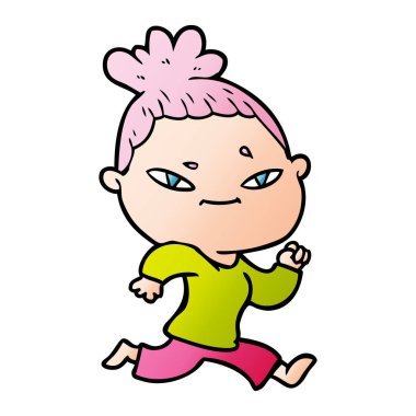 Çizgi filmdeki kadının vektör çizimi