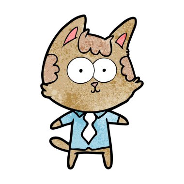 mutlu karikatür kedi ofis çalışanı