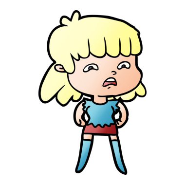 Çizgi filmdeki kadının vektör çizimi