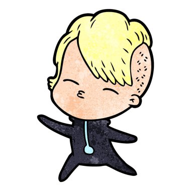 çizgi film kız gözlerini kısarak vektör çizim