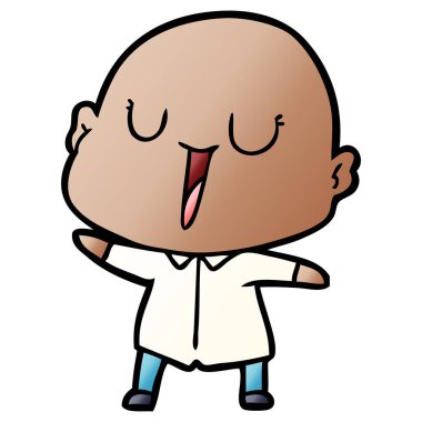 mutlu karikatür kel adam