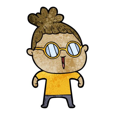 Çizgi filmdeki kadının vektör çizimi