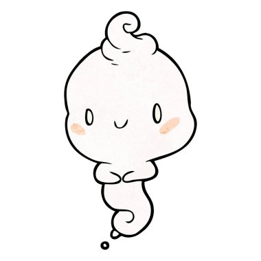 Sevimli çizgi hayalet vektör çizim