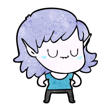 mutlu karikatür elf kızı